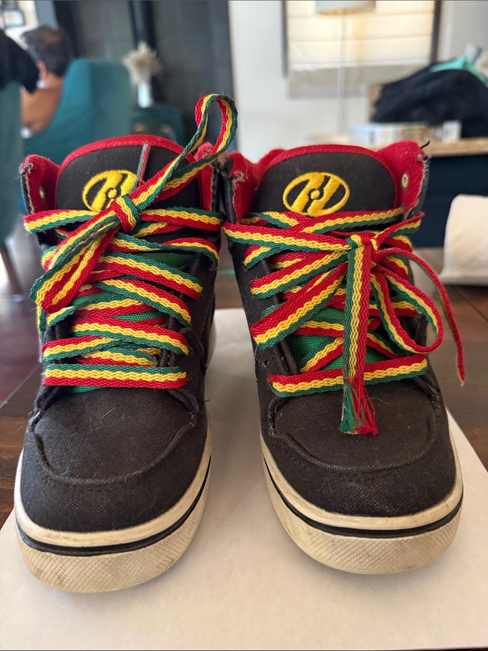 Heelys Kids Black High-Top Sneakers with Red, Green & Yellow Laces